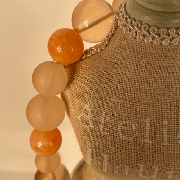 Plastic Round Frosted Beaded Peach Necklace - Picture 5 of 16